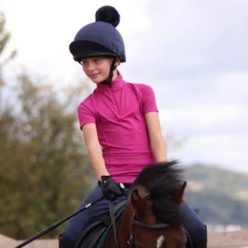 Aubrion Short Sleeve Base Layer Fuchsia - Young Rider